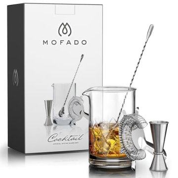 MOFADO Crystal Cocktail Mixing Glass Set - Elegant Gift Set!