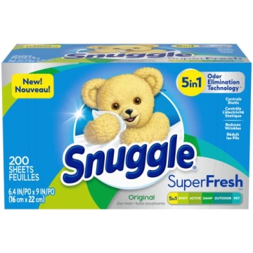 Snuggle Plus SuperFresh Fabric Softener Dryer Sheets for Fresh Laundry, 200 Count