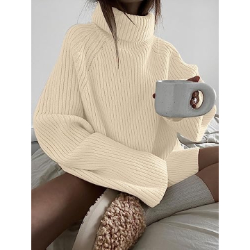 LILLUSORY Turtleneck Oversized Pullover for Women