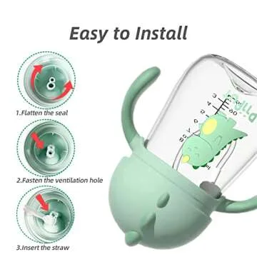 Piifur Baby Cup with Straw 12-18 months, Weighted ball Sippy cup for Toddlers with Handle, Water Bottle for Kids 8 Ounce (Green)