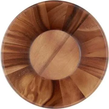 Lipper International Acacia Round Flair Serving Bowl for Fruits or Salads, Large, 12" Diameter x 4.5" Height, Single Bowl