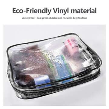 3Pcs Crystal Clear PVC Travel Toiletry Bag Kit for Women Men, Waterproof Vinyl Organizer Makeup Bags...