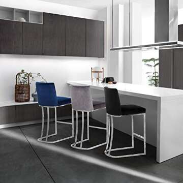 Meridian Furniture Heidi Collection Velvet Upholstered Counter Stool