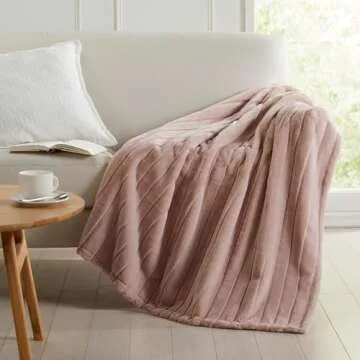 Pink Micro Plush Throw Blanket | Thick Faux Fur Blanket | Pink Throw Blanket | Warm Fuzzy Blanket for Winter | Perfect Throw Blanket for Couch Year Round | Fluffy Blanket | Beech Collection