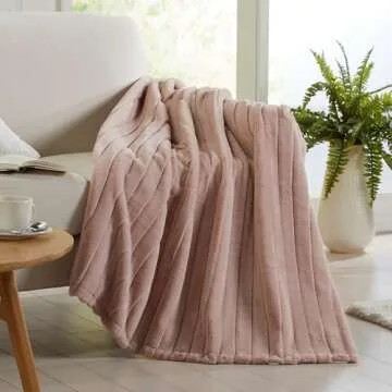 Pink Micro Plush Throw Blanket | Thick Faux Fur Blanket | Pink Throw Blanket | Warm Fuzzy Blanket for Winter | Perfect Throw Blanket for Couch Year Round | Fluffy Blanket | Beech Collection
