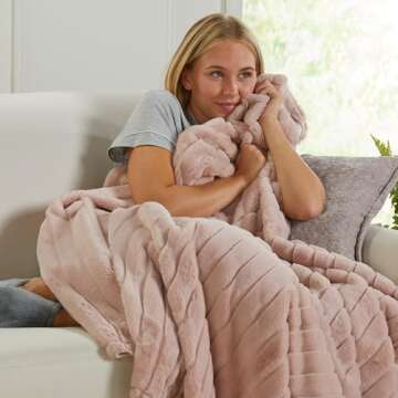 Pink Micro Plush Throw Blanket | Thick Faux Fur Blanket | Pink Throw Blanket | Warm Fuzzy Blanket for Winter | Perfect Throw Blanket for Couch Year Round | Fluffy Blanket | Beech Collection