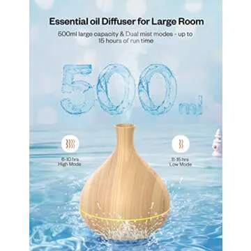 500ml Essential Oil Diffuser with Auto Shut-Off & Quiet Operation