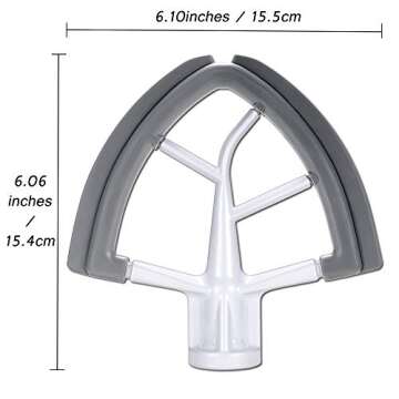 Flex Edge Beater for KitchenAid 4.5/5 QT Tilt Head Stand Mixer, Beater with Double Silicone Edge, Mixer Paddle, Perfect 4.5/5 Quart Tilt Head Stand Mixer Attachment, White