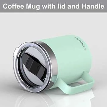 Umite Chef Stainless Steel Insulated Coffee Mug Tumbler with Handle, 12 oz Double Wall Vacuum Tumbler Cup with Lid Insulated Camping Tea Flask for Hot & Cold Drinks