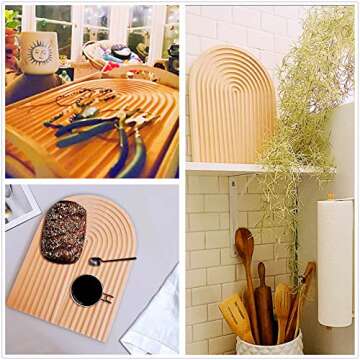 Decorative Wood Cutting Board for Kitchen Home Decor, Wooden Serving Tray for Breakfast Dinner Party, Bead Boards for Jewelry Making