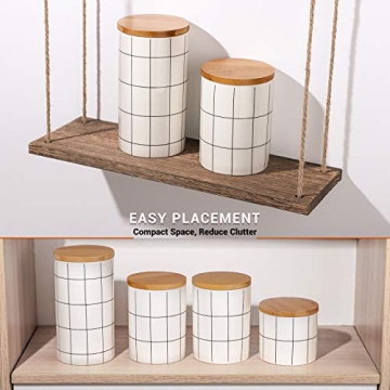 Kitchen Canisters Sets for Kitchen Counter, BEYONDA 4 PCS Flour and Sugar Containers, Ceramic Jars with Airtight Bamboo Lid, Heat & Cold Resistant Portable For Coffee, Sugar, Tea Storage Containers