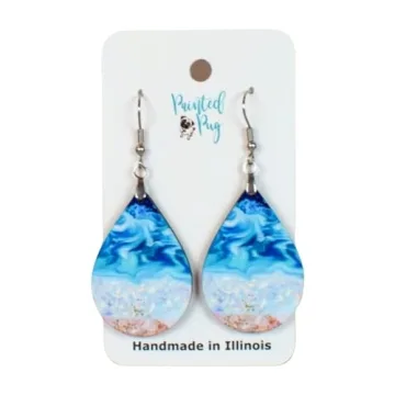 Beach Earrings for Women - Summer Ocean Teardrop Jewelry - Handmade by The Painted Pug