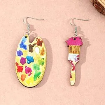 Bohemian Vintage Wooden Artist Earrings Gift for Women