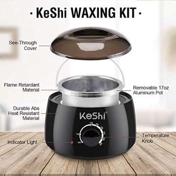 KeShi Waxing Kit,Wax Warmer for Painless Hair Removal, Home Wax Kit with 5 Bags Hard Wax Beans for Full Body, Legs, Face, Eyebrows, Bikini Wax Women Men