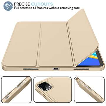 iMieet New iPad Pro 11 Inch Case 2022(4th Gen)/ 2021(3rd Gen) with Pencil Holder [Support iPad 2nd Pencil Charging/Pair],Trifold Stand Smart Case with Soft TPU Back,Auto Wake/Sleep(Champagne Gold)