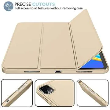 iMieet New iPad Pro 11 Inch Case 2022(4th Gen)/ 2021(3rd Gen) with Pencil Holder [Support iPad 2nd Pencil Charging/Pair],Trifold Stand Smart Case with Soft TPU Back,Auto Wake/Sleep(Champagne Gold)