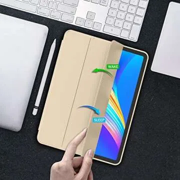 iMieet New iPad Pro 11 Inch Case 2022(4th Gen)/ 2021(3rd Gen) with Pencil Holder [Support iPad 2nd Pencil Charging/Pair],Trifold Stand Smart Case with Soft TPU Back,Auto Wake/Sleep(Champagne Gold)