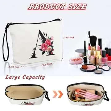 TOPEAST Personalized Floral Makeup Bag for Women