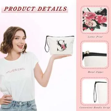 TOPEAST Personalized Floral Makeup Bag for Women