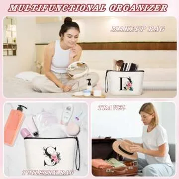 TOPEAST Personalized Floral Makeup Bag for Women