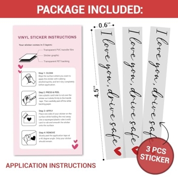 I Love You Drive Safe Mirror Sticker - 3PCS Love Note