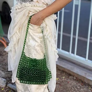 Chic Green Beaded Evening Bag for Stylish Women