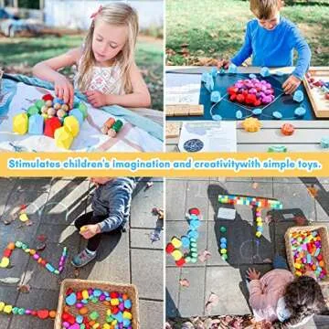 42PCS Wooden Sorting Stacking Rocks Preschool Learning Aids Montessori Toys for Toddlers 1-3 Building Blocks Balancing Stones Sensory Toys for 1 2 3 4 5 6 Year Old Boys and Girls Gift for Kids