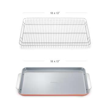 Caraway Non-Stick Ceramic Baking Sheet & Cooling Rack - Ceramic Coated - Non-Toxic, PTFE & PFOA Free - Perfect for Baking, Roasting, and More - Large (18" x 13") - Perracotta