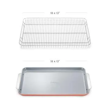 Caraway Non-Stick Ceramic Baking Sheet & Cooling Rack - Ceramic Coated - Non-Toxic, PTFE & PFOA Free - Perfect for Baking, Roasting, and More - Large (18" x 13") - Perracotta