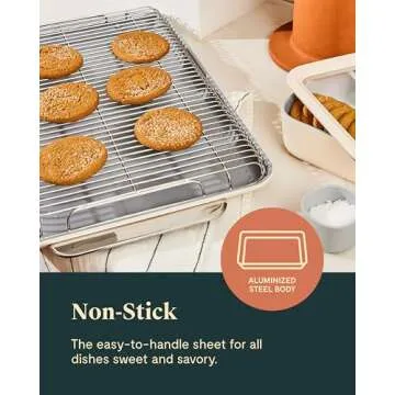 Caraway Non-Stick Ceramic Baking Sheet & Cooling Rack - Ceramic Coated - Non-Toxic, PTFE & PFOA Free - Perfect for Baking, Roasting, and More - Large (18" x 13") - Perracotta