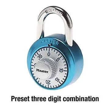 Master Lock 1561DLTBLU Locker Lock Combination Padlock, 1 Pack, Light Blue