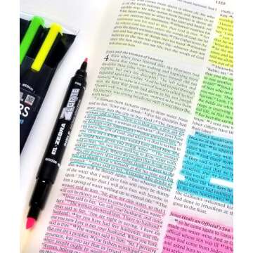 G.T. Luscombe Company, Inc. Zebrite Double Ended Bible Highlighter Set | No Bleed Pigmented Ink | No Fading or Smearing | Double Ended for Highlighting & Underlining |Yellow Ink