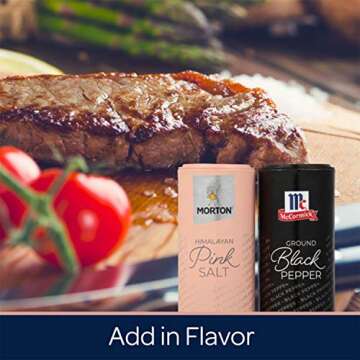 Morton Shaker Set - Himalayan Pink Salt (4 oz) & McCormick Ground Pepper (1.25 oz), for Cooking & Finishing, 2-Piece Set