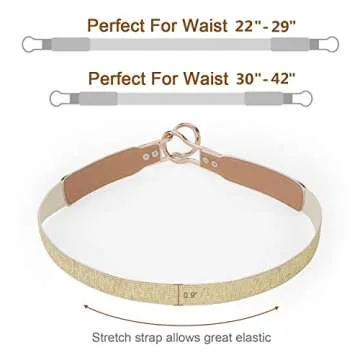 WERFORU Women Skinny Belt for Dresses Retro Stretch Ladies Waist Belt Plus Size Set of 4 (Fits Waist 22"-29", e-black+brown+white+gold)