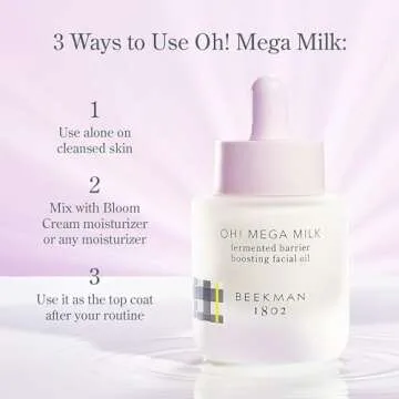Beekman 1802 Oh Mega Milk Facial Oil - Hydrating Vitamin C & Niacinamide Serum - Repairs Skin Barrier & Reduces Dark Spots From Aging - Fragrance Free, Sensitive Skin Safe