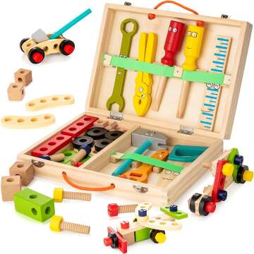 KIDWILL Wooden Tool Kit for Kids - 37 pcs