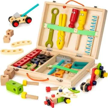 KIDWILL Wooden Tool Kit for Kids - 37 pcs