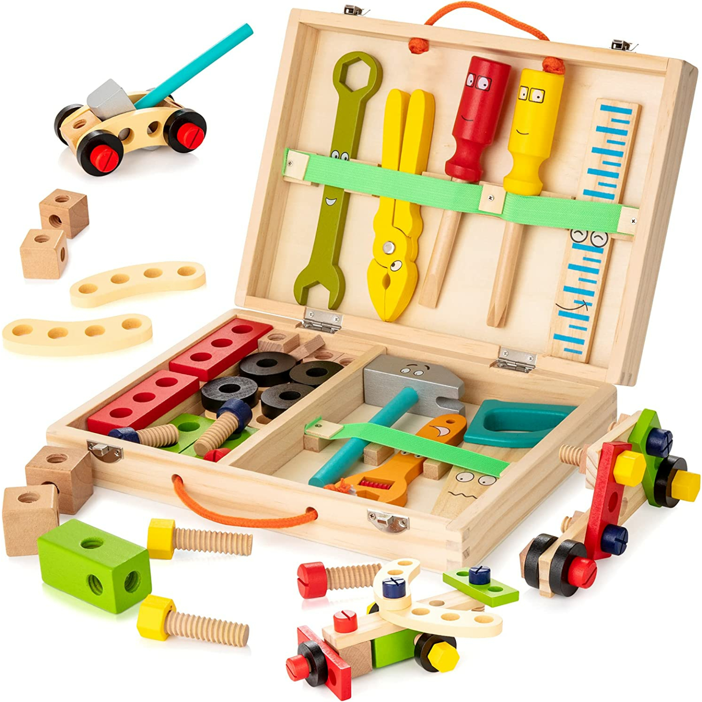 KIDWILL Wooden Tool Kit for Kids - 37 pcs