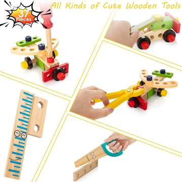 KIDWILL Wooden Tool Kit for Kids - 37 pcs