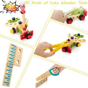 KIDWILL Wooden Tool Kit for Kids - 37 pcs
