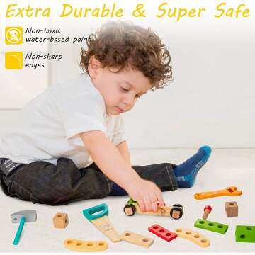 KIDWILL Wooden Tool Kit for Kids - 37 pcs