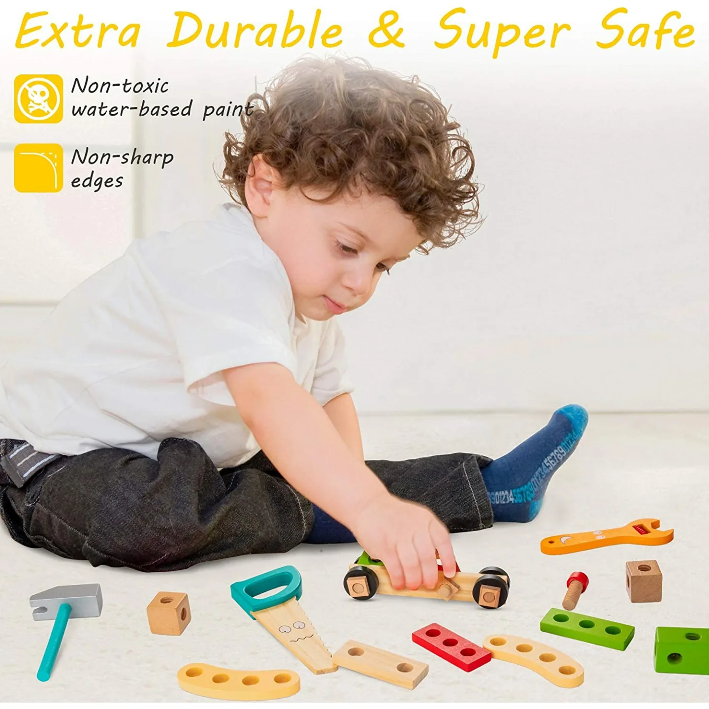 KIDWILL Wooden Tool Kit for Kids - 37 pcs