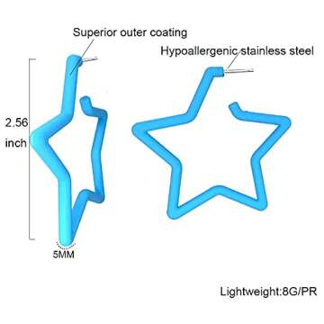 Retro Colorful Star Hoop Earrings for Women