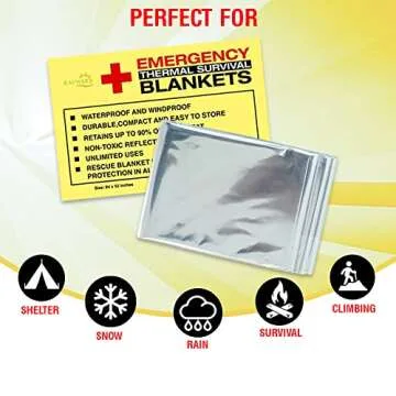 RAYWER 4 Pack Emergency Thermal Survival Blankets