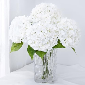 Dolicer 4 Pcs 21'' Real Touch Hydrangea Artificial Flowers, Lifelike Large Latex Faux Hydrangea Flow...