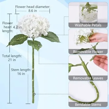Dolicer Real Touch Hydrangea Flowers for Weddings & Decor
