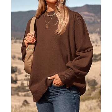 PRETTYGARDEN Spring Fashion for Women 2025 Cute Chunky Sweaters Ribbed Knit Loose Fit Pullover Tops Warm Winter Clothing(Solid Brown,X-Large)