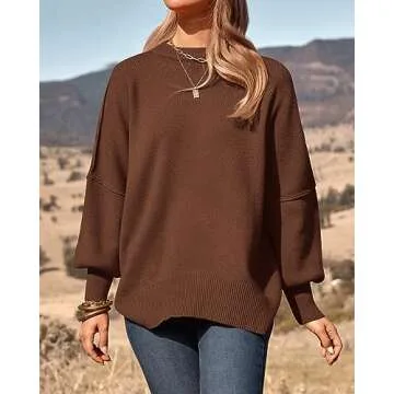 PRETTYGARDEN Spring Fashion for Women 2025 Cute Chunky Sweaters Ribbed Knit Loose Fit Pullover Tops Warm Winter Clothing(Solid Brown,X-Large)