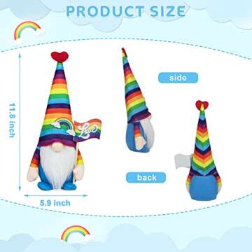 Pride Gnome Decorations - 2PCS Pride Rainbow Gnomes Plush Holding Love Flag LGBT Sign for Home Table Tiered Tray Party Decor Supplies Gifts