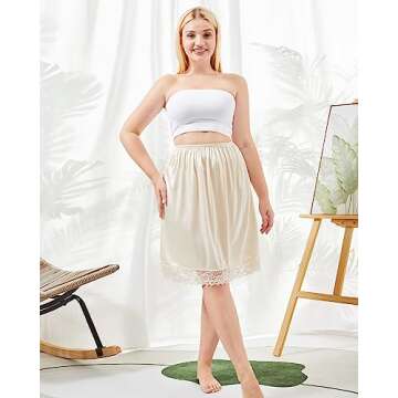 Zhanmai 3 Pieces Half Slips for Under Dresses Skirt Extenders Skirt Womens Half Slip Satin Anti Stat...
